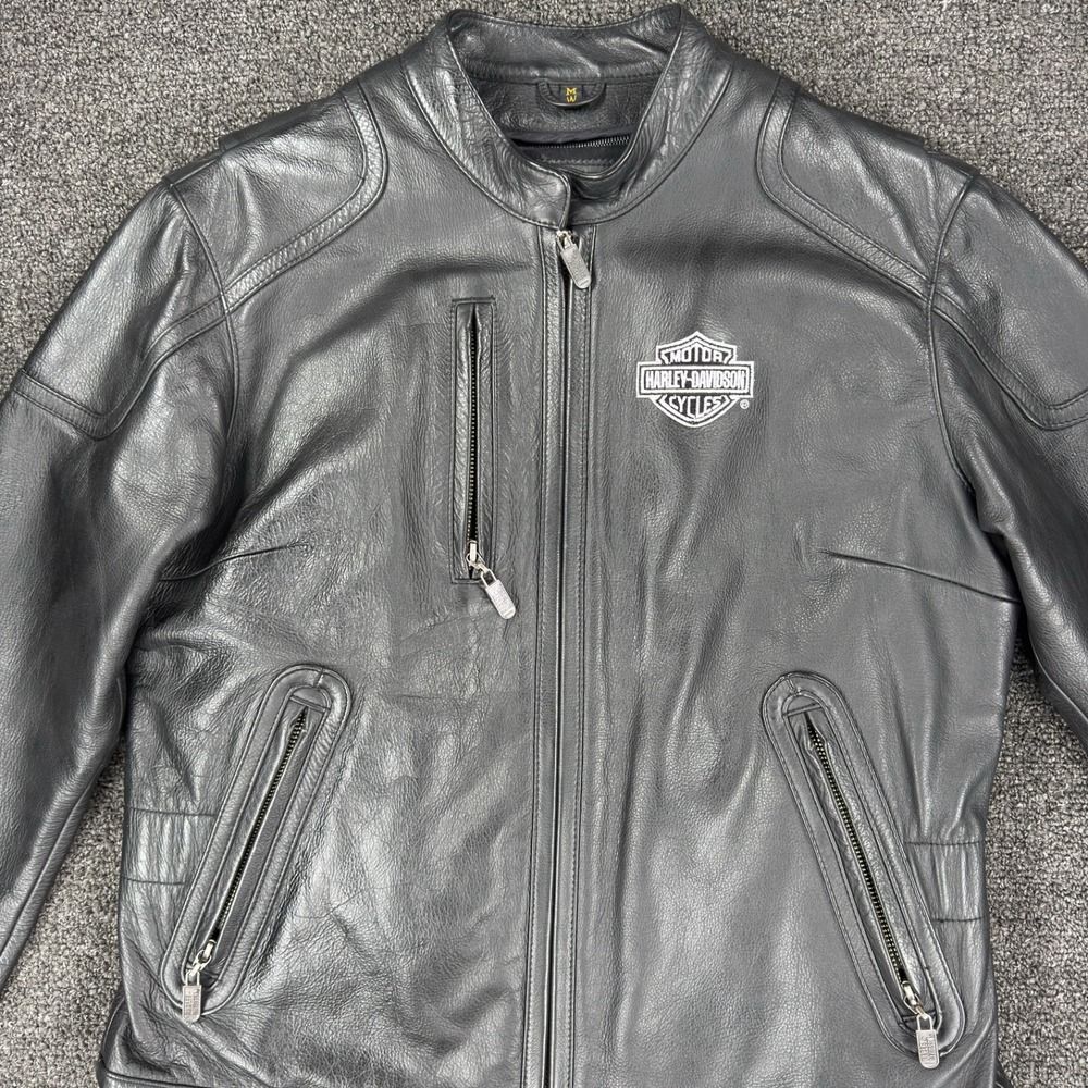 Harley Davidson Womens Leather Peplum Motorcycle Riding Jacket Removable Lining - Picture 2 of 11